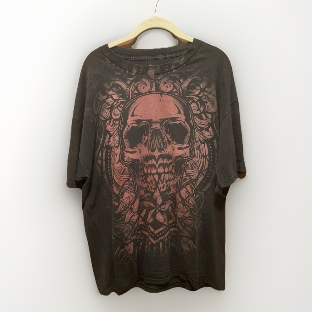 Vintage MMA Elite Red Skull Big Print Mallcore Grunge Shirt XL Y2K‎
